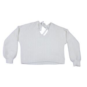 Altar'd state sweater tie back fuzzy white cream stretch oversize textured sz S